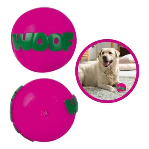 Brinquedo Bola Bolinha Woof Vinil Cachorro Pet Borracha Rosa-chiclete