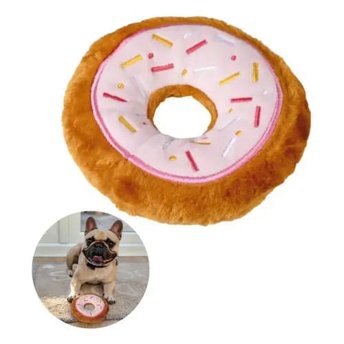 Brinquedo Pelúcia Pet Cães Mordedor Rosquinha 13cm Donut Rosa Donut Rosquinha