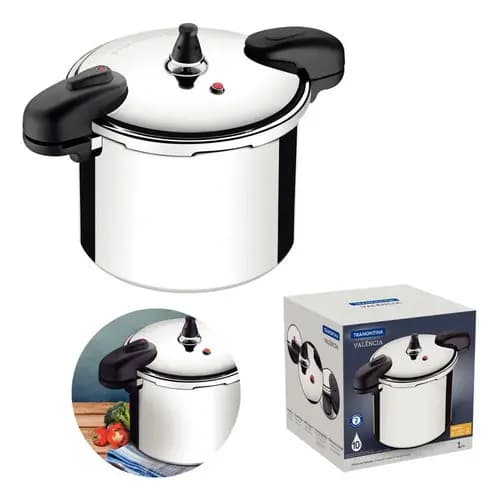 Panela Pressão Tramontina Valência 10 Litros Alumínio 24 Cm Cinza