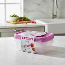 3 Pote Plástico Conjunto 785ml Colorido Retangular Bpa Free Roxo