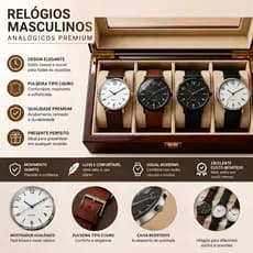 Relógio Masculino Analógico Premium Pulseira Tipo Couro Casual Elegante Social Resistente Confortável
