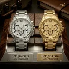 2 Relógios Masculino de Pulso Quartzo Luxo AÇO Casual dourado prata preto 2 Relógios Masculino de Pu