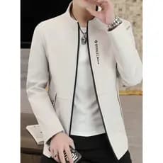 Primavera outono jaqueta masculina na moda versão coreana gola alta jaqueta fina Casual masculino topo fino-ajuste bonit