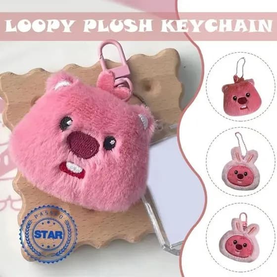 Cabelo silencioso bonito rubi orelhas de coelho castor escola pingente de chaveiro de pelúcia boneca W2u8 ZSOU