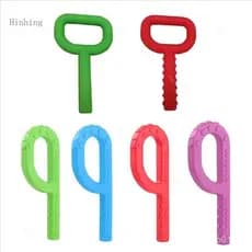 Desbaste Silicone Forma Brinquedos Mastigar Letra Texturizada Teether Super Mastigador Tubo Sensorial Para Autismo Espec