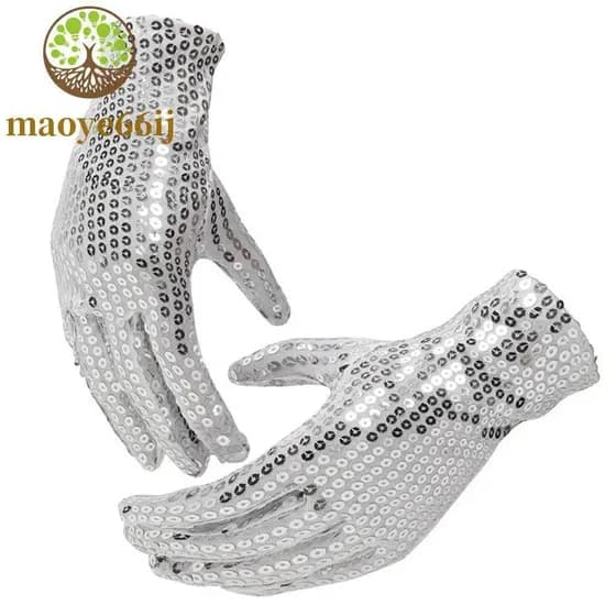 MAOYE66 Luvas De Lantejoulas Elegantes Desempenho De Palco Cosplay Coreanas Festa Brilhantes
