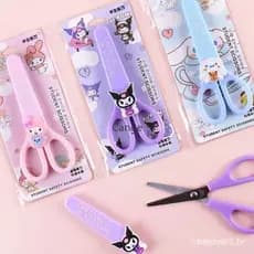 Tesoura Escolar my Melody Kuromi Cinnamoroll Com Capa Protetora