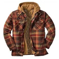 Camisa de Flanela Masculina IXBO XSRG com Capuz Removível, Forro de Lã Espesso, Casacos de Inverno para Homens W54N
