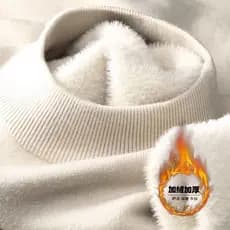 Suéter masculino de inverno forrado com fleece, espesso, super quente, de lã única, gola semi-alta, corte ajustado. NT9M
