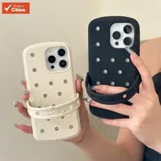Capa de Telefone com Novo Design de Furos Compatível com iPhone 16 15pro 14promax 13 12 11 Pro max, Preto e Branco, Alta