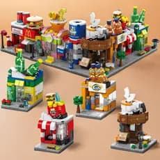 Blocos de Montar DTDD para Cena de Rua do McDonald's e KFC, Quebra-Cabeça Infantil, Brinquedos de Montar, Presentes da B