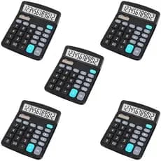 Calculadora De Mesa Kit 5 unidades Comercial Escritório Display 12 Digitos Escolar Preta A Pilha