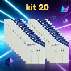KIT 10/15/20 Cabo de Dados Lightning iPhone 1m - Resistente e Durável - Alta Qualidade
