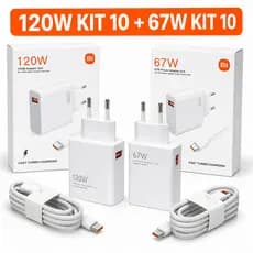 Atacado Kit 20 Carregador Rápido de 120W ou 67W com 6A USB C cabo 1M Turbo Charge / Turbo Power / Cabo USB + Cabo Tipo C