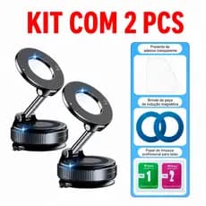 KIT 2   360 °Strong Magnetic Car Phone Holder Foldable Design Adjustable Vacuum/Universal Use/Desk