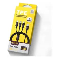 Cabo Carregador 3 Em 1 Usb-c Lightning Micro Usb 1,2m Turbo