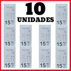 Atacado Kit 10 Carregador 35w Completo Iphone 15 Adaptador Caixinha Tomada Fonte 35 + Cabo 35W