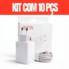 Kit 4/10 carregador p/xiaomi 67w/120w turbo charger cabo resistente tipo-c e carregamento rapido
