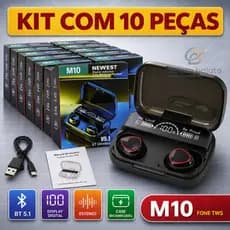 Atacado Kit 10 Fone De Ouvido bluetooth 5.1 M10 Sem Fio tws Estéreo Com carregador portátil