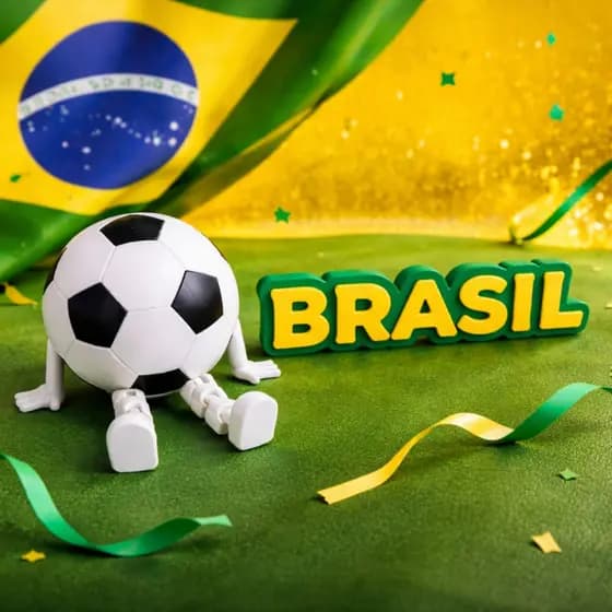 Kit Copa do mundo 2026 Decoração Futebol Brasil Plaquinha + Bola Articulada