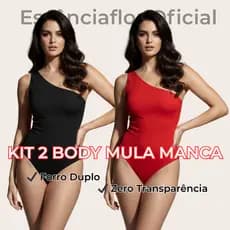 Kit 2 Body Feminino Mula Manca Suplex Premium Forro Duplo Sem Bojo Um Ombro