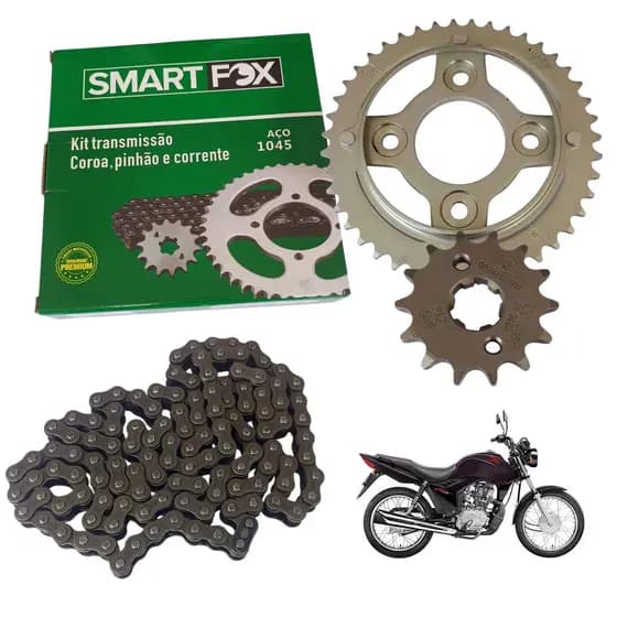 Kit Relação Transmissão Honda CG 125 Fan 09/10/11/12/13 S/Retentor SMART FOX