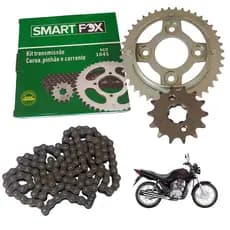 Kit Relação Transmissão Honda CG 125 Fan 09/10/11/12/13 S/Retentor SMART FOX