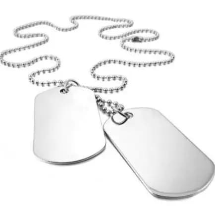 Corrente Prata Masculino Militar Placa Colar Lisa Dog Tag RF15