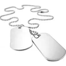 Corrente Prata Masculino Militar Placa Colar Lisa Dog Tag RF15