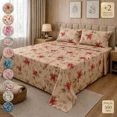 Lençol Casal Queen 03 Peças 500 Fios Toque de Seda  2,20 x 2,55MT