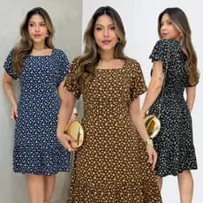Vestido Curto Feminino Elegante Casual Cintura Marcada Dia a Dia Aniversário Passeio Confortável