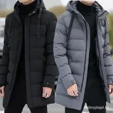 Jaqueta Masculina Acolchoada De Algodão De Comprimento Médio Com Capuz , Novo Inverno 2024 .