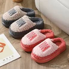Chinelos de algodão feminino outono inverno novo estilo interior casa de sola grossa antiderrapante engrossado quente pe
