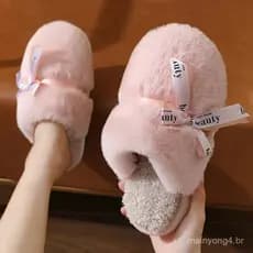 Novos chinelos de algodão grosso feminino casa bonito quente peludo chinelos casa interior inverno chinelos de algodão m