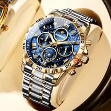 BINBOND BINBOND Steel Band Relógio masculino multifuncional luminoso à prova d'água relógio de quartzo 71526
