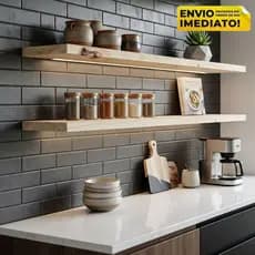 Kit 2 Prateleiras Organizadora de Parede 50x20 Suporte Invisível Madeira Maciça Pinus