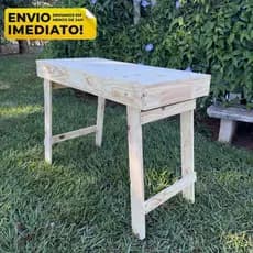 Mesa Dobrável Madeira Natural 100x50x77 Perfeita para Feiras e Eventos Portátil Dobrável