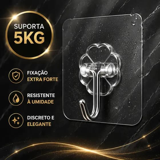 10 20 30 Ganchos Adesivo Multi Funcional Autocolante Cozinha Banheiro Organizado Parede Transparente Forte 5kg