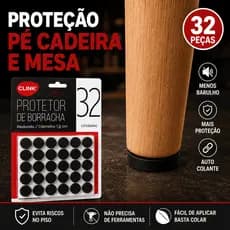 32 Protetor de Pé Cadeira Anti Impacto Risco Barulho Móveis Borracha 19mm 1,9cm Redondo Auto Adesivo Mesa