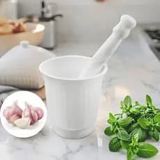 Kit 1/ 2 ou 3 Pilão com Socador Plástico 17cm Alho Resistente Branco Caipirinha Amassador Esmagador Cozinha Tempero