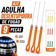 Kit 9 Agulhas Para Desentupir Fogão desentupidora limpeza queimador boca chama
