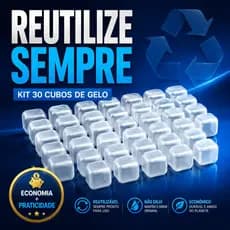 30 Cubos Artificial de Gelo Transparente Para Whisky Drinks Bebidas Ecológico Reutilizável kit