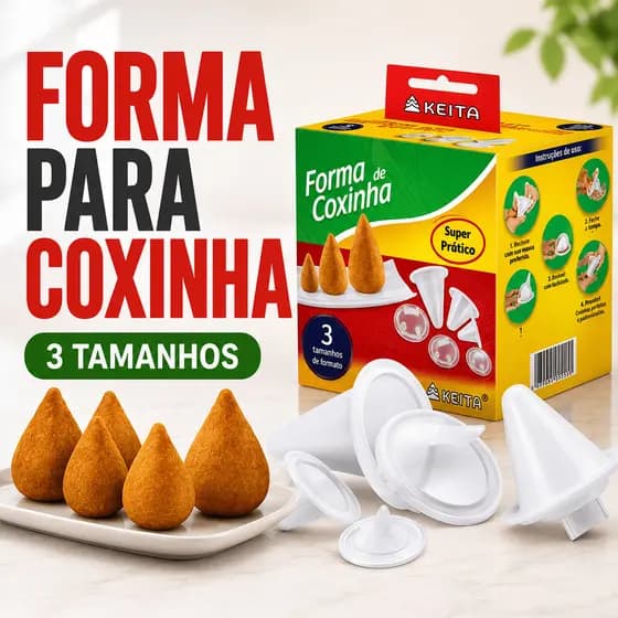 Forma Para Coxinha Plástico 3 Peças Modeladora Molde Reutilizável