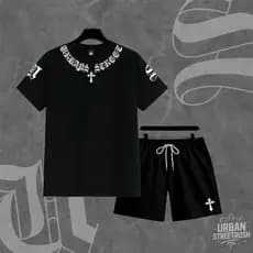 Conjunto Urbans Street Rush – Camiseta 30.1 Algodão Gola Estilizada + Bermuda Tactel Premium