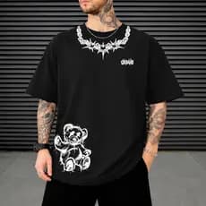 Camiseta Streetwear URBANS Oversized 30.1 Algodão Estampa Teddy Grafite Moda Urbana