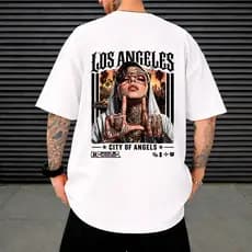 Camiseta LOS ANGELES design único e urbano 100% Algodão fio de 30.1 de ótimo caimento e confortável