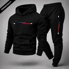 Conjunto Moletom Blusa e Calça Unissex Streetwear Estampado Paris 76 Lançamento