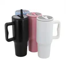 Copo Térmico Ibra com Canudo Fixo e Dobrável 1100ml Resistente com Alça Conserva Gelado Quente