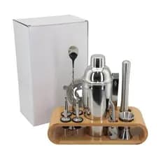 Kit Bartender Drinks Inox 10 Peças Com Suporte para Bar, Baristas