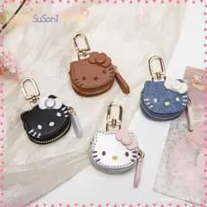 LUCKY-SUSAN1 Chaveiro Hello Kitty , Couro Com Pingente De Bolsa Zíper , Lindo Kawaii